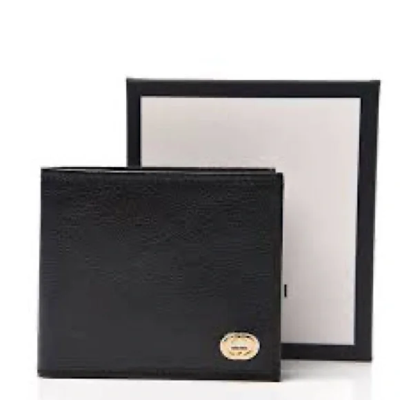 Gucci Vintage Calfskin Interlocking G Bi-Fold Wallet Black - Picture 4 of 5